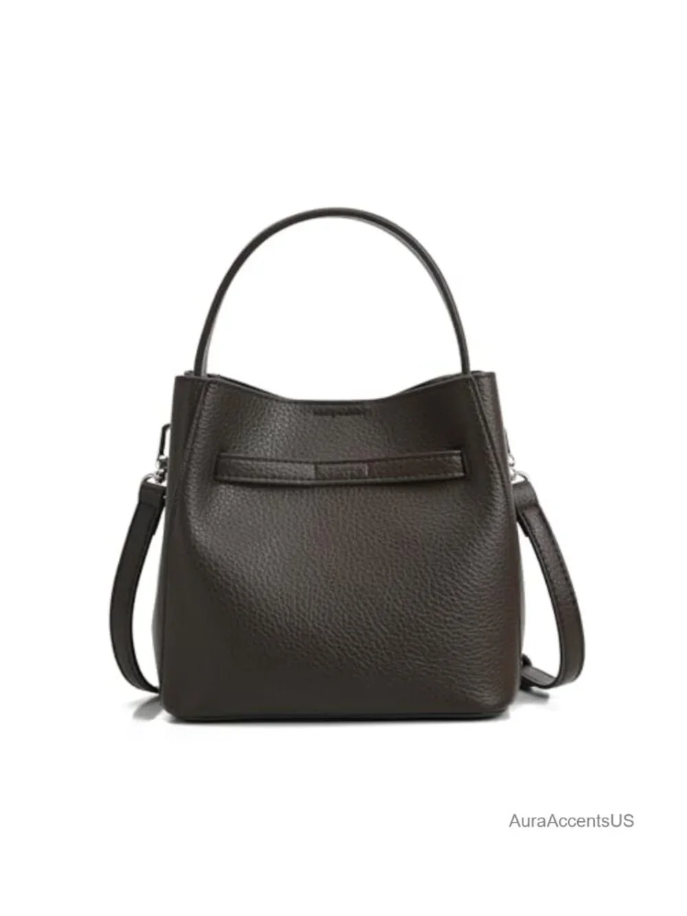 Small Faux Leather Crossbody Bag Top Handle Purse Lock Accent Satchel
